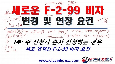 [한국어 출입국 강의] 새로운 지침 변경 F-2-99 비자 기타 장기비자