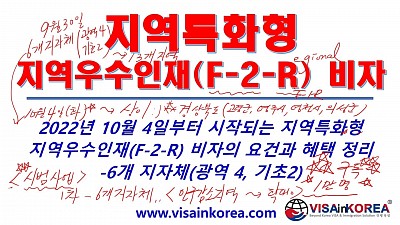 한국어 출입국 강의] 지역특화형 지역우수인재 F-2-R 비자 신청 대상과 요건