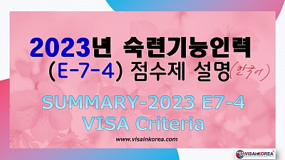 2023 E7-4 비자 점수제 숙련기능인력 비자 E-7-4 VISA in 2023 Point Chart