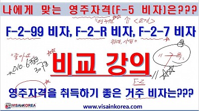 영주권(F-5 비자)에 유리한 거주비자는??? F-2-99 비자, F-2-R 비자, F-2-7 비자 연장과 F-5 비자 변경_장행닷컴행정사 VISA in KOREA