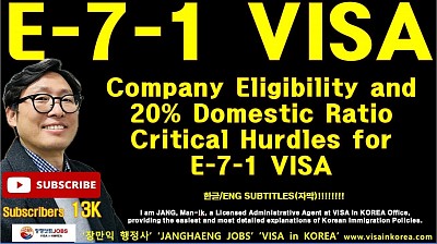 Company Eligibility and 20% Domestic Ratio:Critical Hurdles for E-7-1 VISA Sponsorship_VISA in KOREA